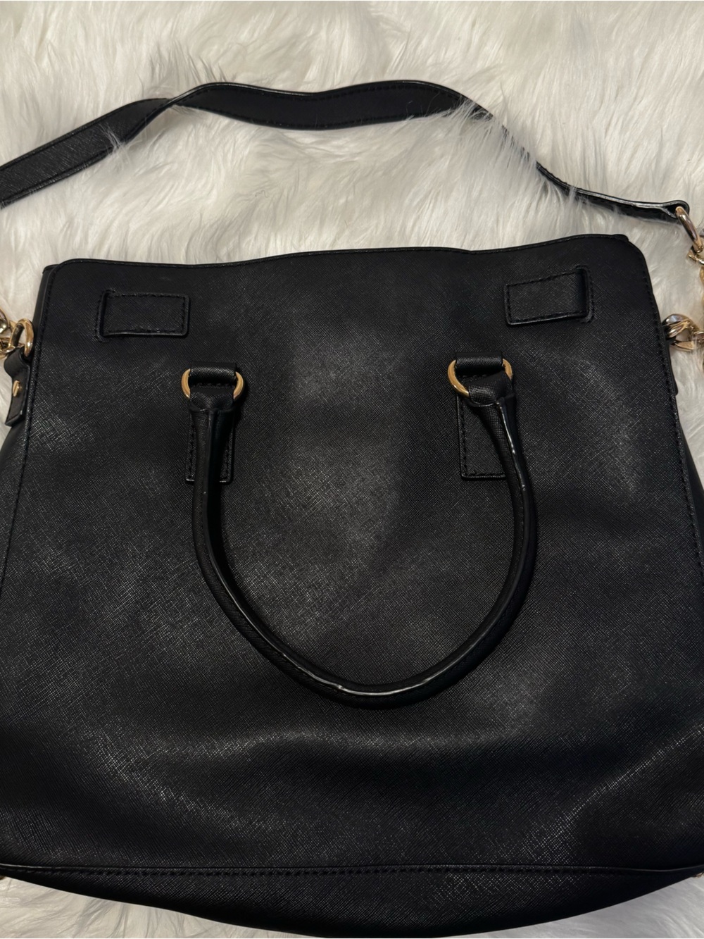 Micheal Kors Black Leather Tote Bag with Gold Hardware - Women Bags - Picture 4 of 6